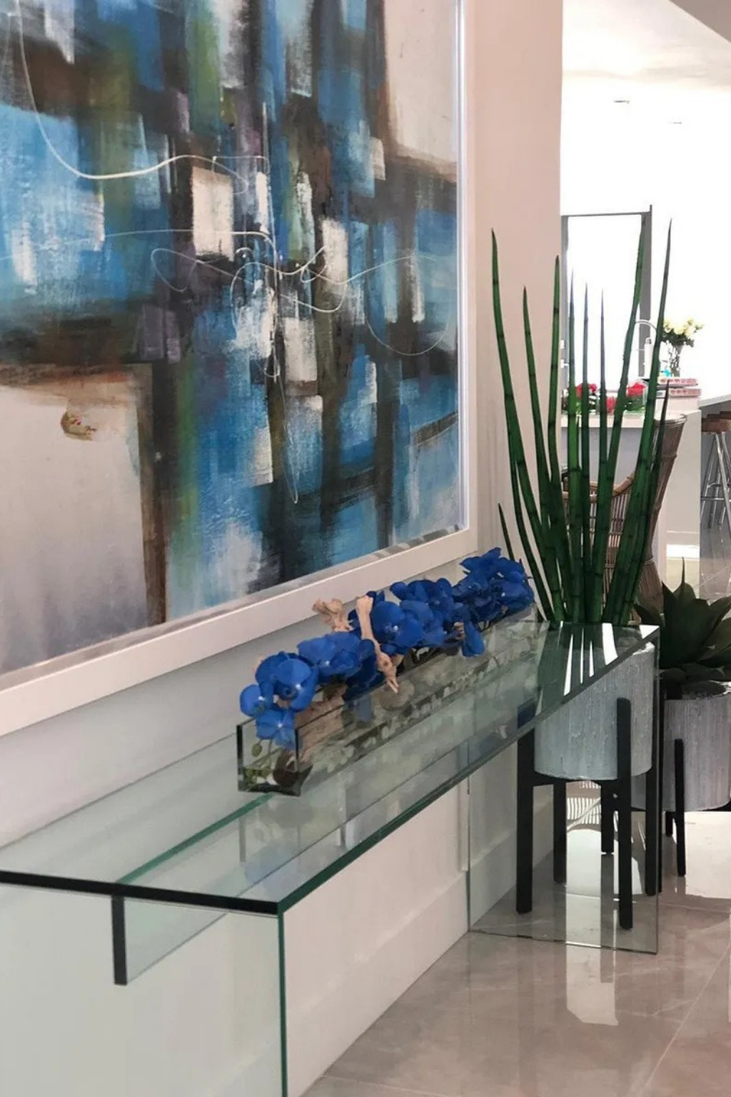 Blue Phalaenopsis Orchids in Casa Moderna Glass Plate