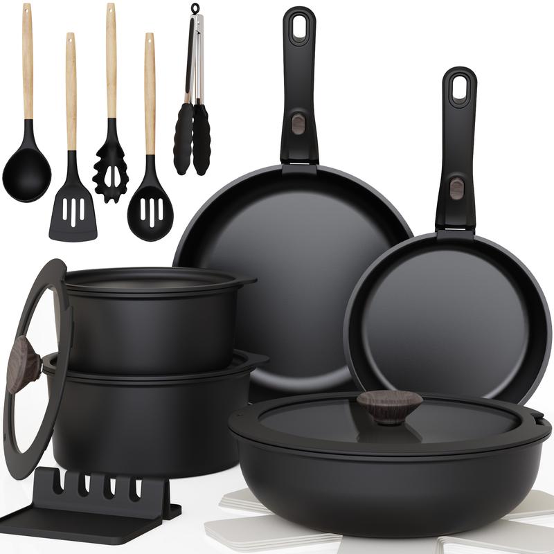 【Astercook 20-Pcs】Cookware Set, Non-Stick Coating, Durable & Easy to Clean, Perfect for Home, Gatherings, and Professional Kitchens hexclad cookware. 3 colors