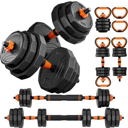 Adjustable Dumbbell Set, 33/44/66/88 lbs Weight Set Use as Dumbbell, Barbell, Kettlebell and Push-up. Fitness Exercise Equipment for Home Gym