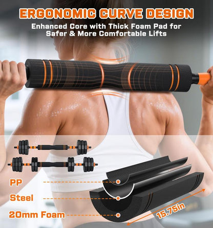 Adjustable Dumbbell Set, 33/44/66/88 lbs Weight Set Use as Dumbbell, Barbell, Kettlebell and Push-up. Fitness Exercise Equipment for Home Gym