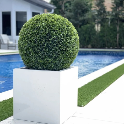 Large Block Fiberglass Planter with 20” Topiary