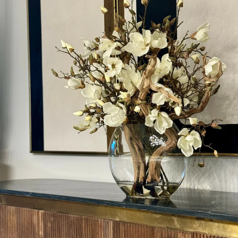 Moon Vase with Magnolias