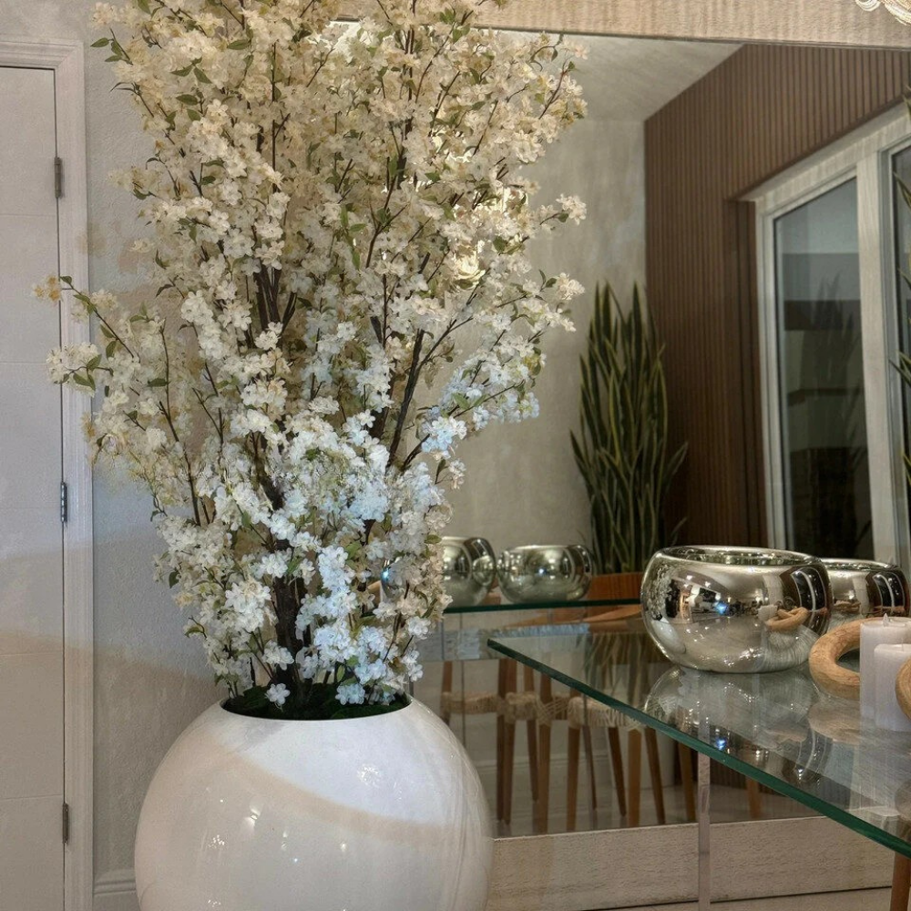 White Globe Cherry Blossom Arrangement