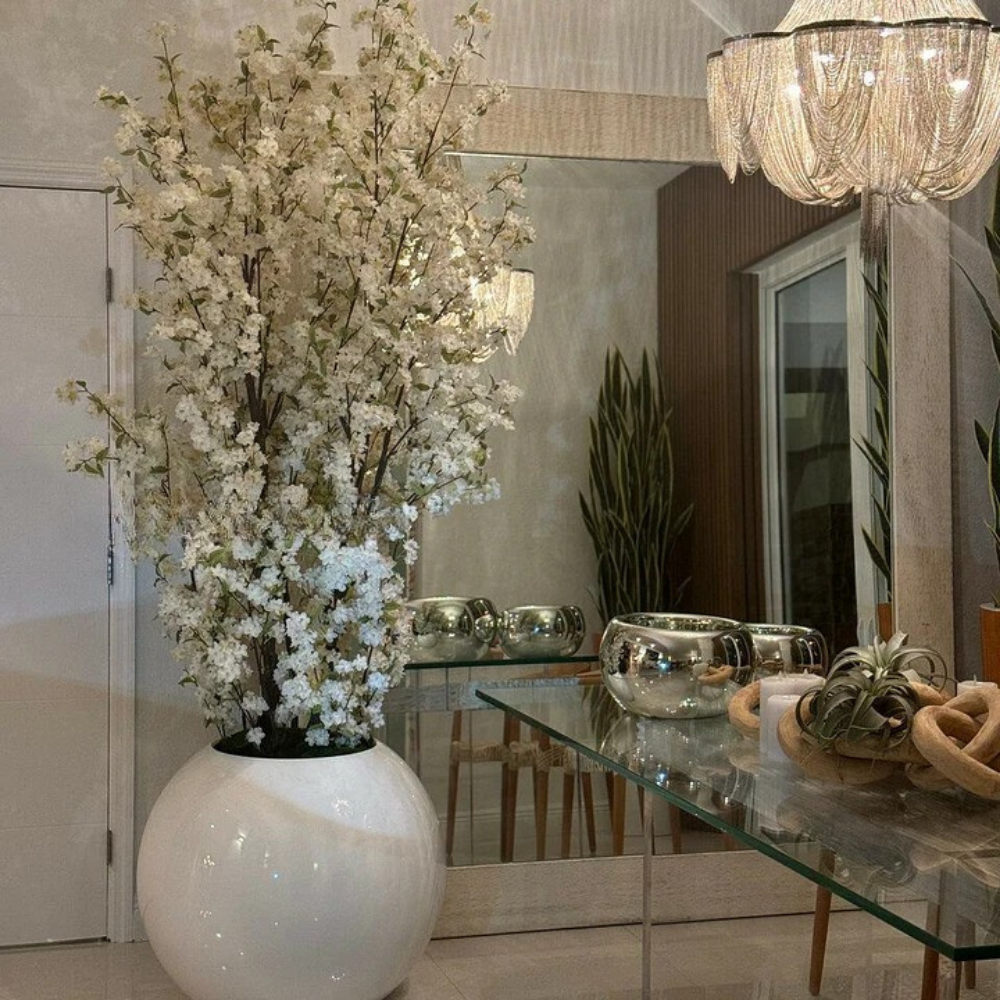 White Globe Cherry Blossom Arrangement