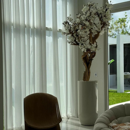 White Magnolia Tree in Glossy Beige Planter