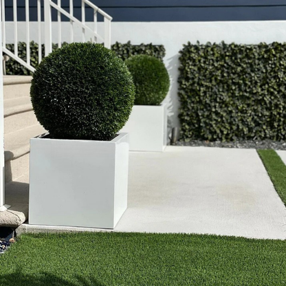 Large Block Fiberglass Planter with 20” Topiary