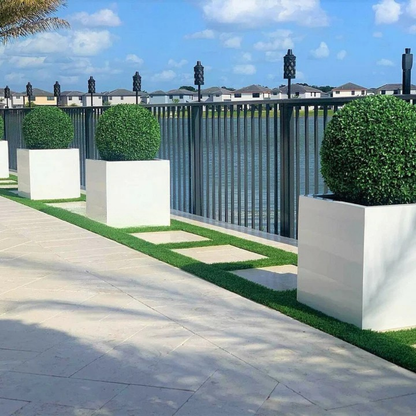 Large Block Fiberglass Planter with 20” Topiary