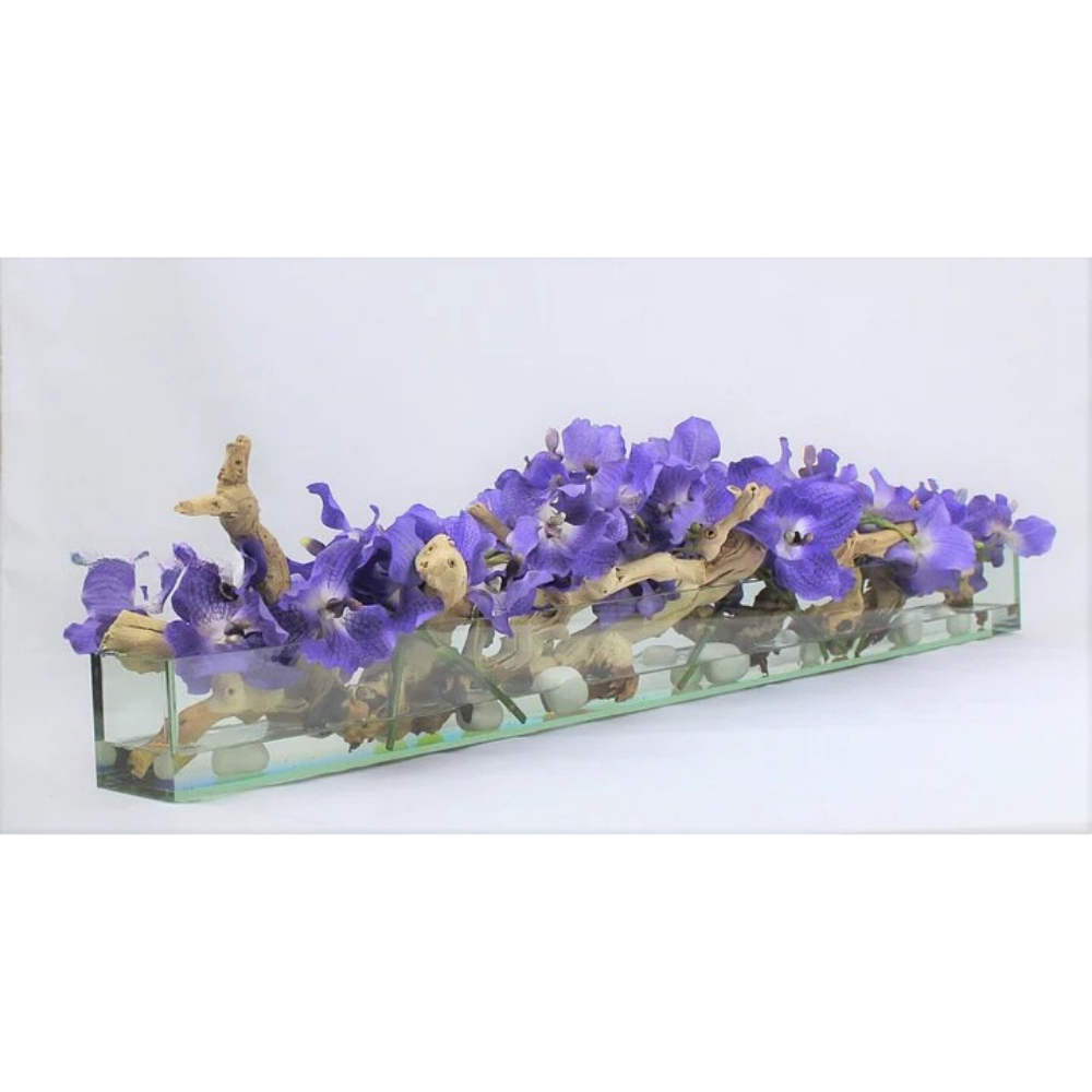 Purple Vanda Orchids in Casa Moderna Glass Plate