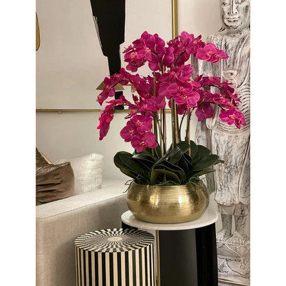 Pink Phalaenopsis Orchids in Gold Bowie Bowl