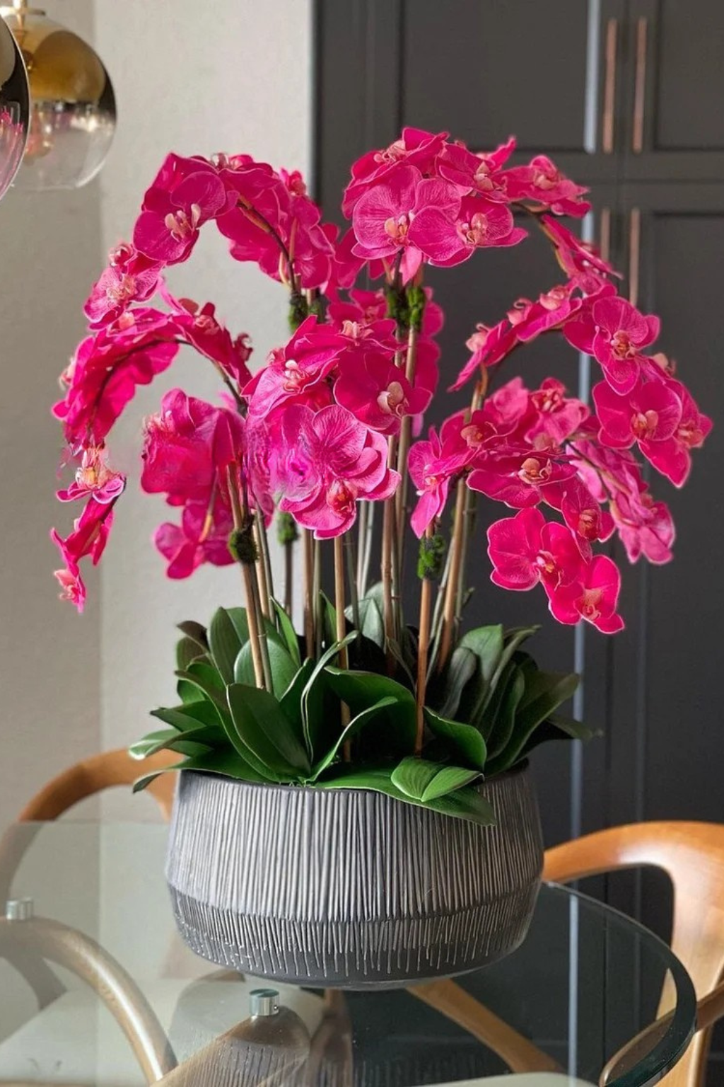 Java Bowl with Pink Phalaenopsis Orchids