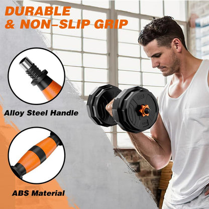 Adjustable Dumbbell Set, 33/44/66/88 lbs Weight Set Use as Dumbbell, Barbell, Kettlebell and Push-up. Fitness Exercise Equipment for Home Gym