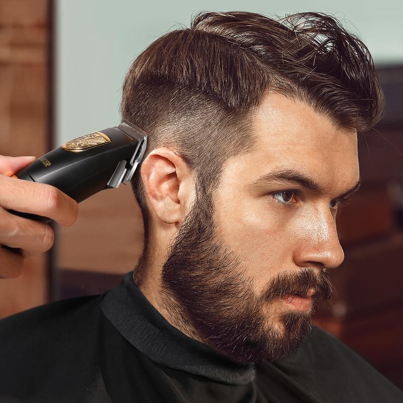 GLAKER Cordless Hair Clipper Kit – Hair Trimmer for Men, Sharp Blades, LED Display, 15 Guide Combs, Travel Case, and Storage Comfort