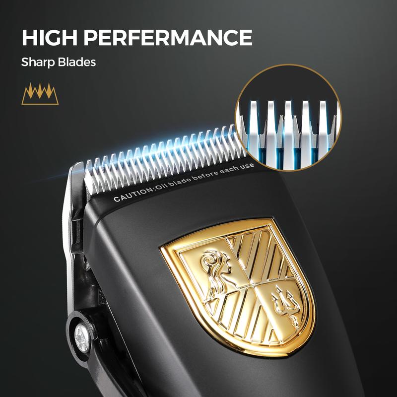 GLAKER Cordless Hair Clipper Kit – Hair Trimmer for Men, Sharp Blades, LED Display, 15 Guide Combs, Travel Case, and Storage Comfort