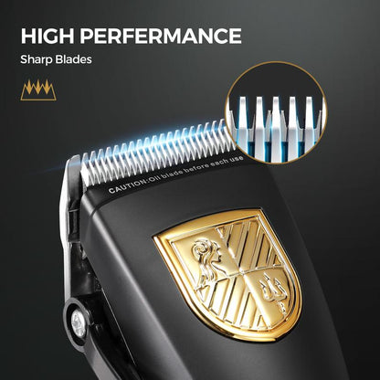 GLAKER Cordless Hair Clipper Kit – Hair Trimmer for Men, Sharp Blades, LED Display, 15 Guide Combs, Travel Case, and Storage Comfort