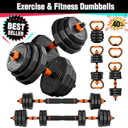 Adjustable Dumbbell Set, 33/44/66/88 lbs Weight Set Use as Dumbbell, Barbell, Kettlebell and Push-up. Fitness Exercise Equipment for Home Gym