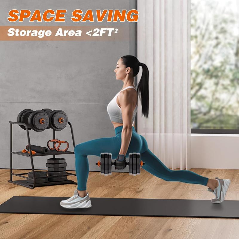 Adjustable Dumbbell Set, 33/44/66/88 lbs Weight Set Use as Dumbbell, Barbell, Kettlebell and Push-up. Fitness Exercise Equipment for Home Gym