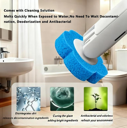 Disposable Toilet Brush, Toilet Bowl Wand Holder Set with (2 SET OF 24PCS) Cleaner Refills, Bathroom Cleaning System
