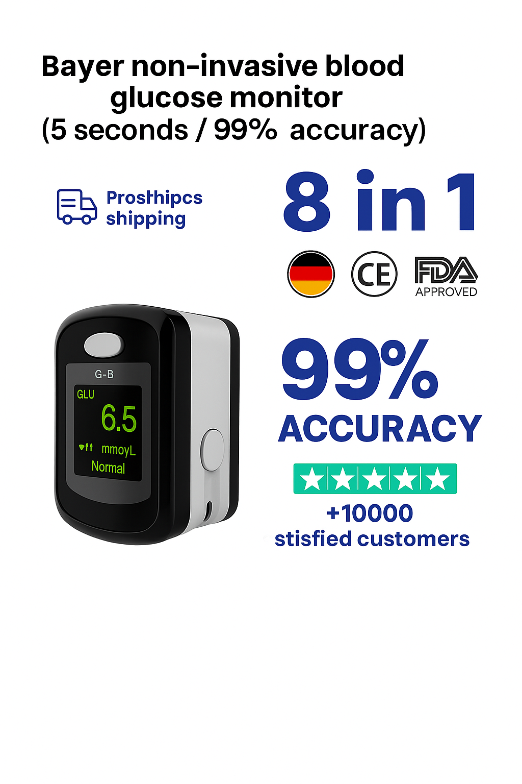 SPECIAL Non-Invasive Blood Glucose Monitor — 5-Second Readout | Bayer - 99% Accuracy 8-1