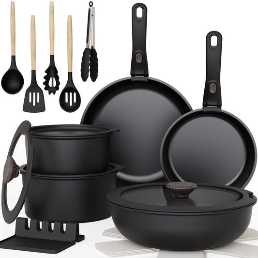 【Astercook 20-Pcs】Cookware Set, Non-Stick Coating, Durable & Easy to Clean, Perfect for Home, Gatherings, and Professional Kitchens hexclad cookware. 3 colors