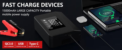 RoadRescue 4000A — Car Jump Starter + 150 PSI Tire Inflator (12V, 15,000 mAh, LED, Power Bank)