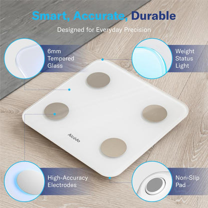 Smart Scale for Body Weight, 7-Color Glowing Bluetooth Digital Bathroom Scale for BMI and Body Fat.
