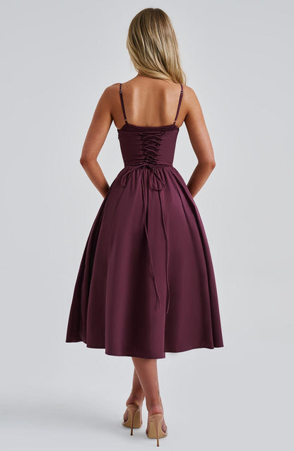 Mariella Midi Dress - Cherry Lacquer